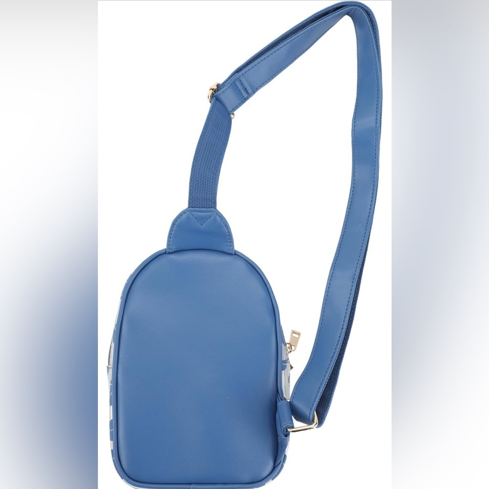 Lilo & Stitch Bioworld Leaves All Over Print Shiny Mini Sling Backpack NWT - Picture 6 of 7